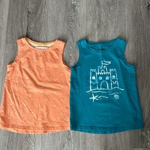 Bundle of 2 Toddler Cat&Jack Girls Tank Tops Orange Rainbows & Turquoise Size 5T